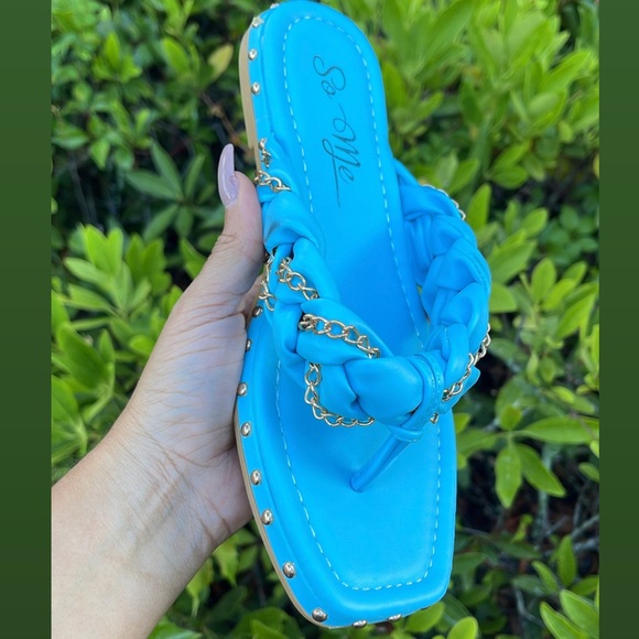 So Me | Shoes | Nwt Women Flat Blue Sandals Size 9 | Poshmark